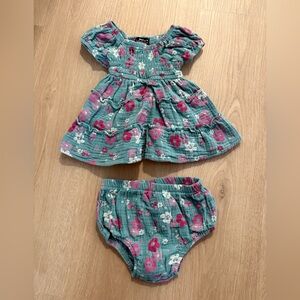 Floral Baby Dress and Bloomers Set